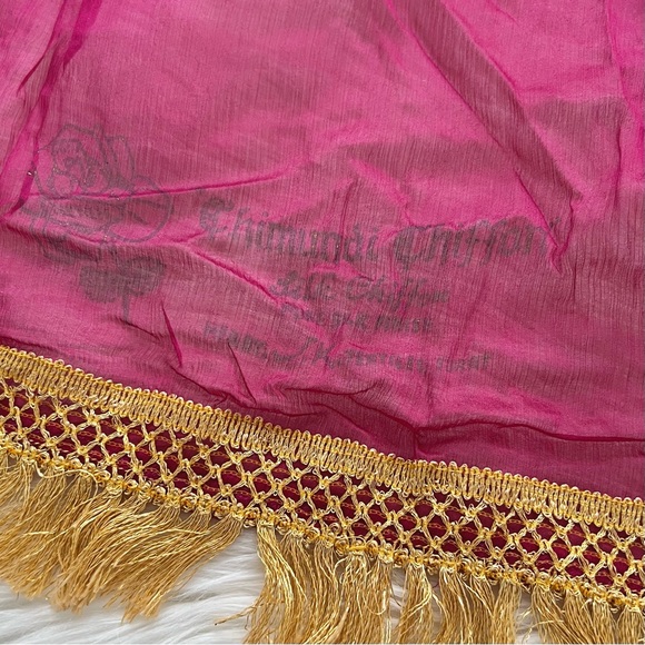 Vintage pink pure silk chiffon Indian scarf - Picture 7 of 7